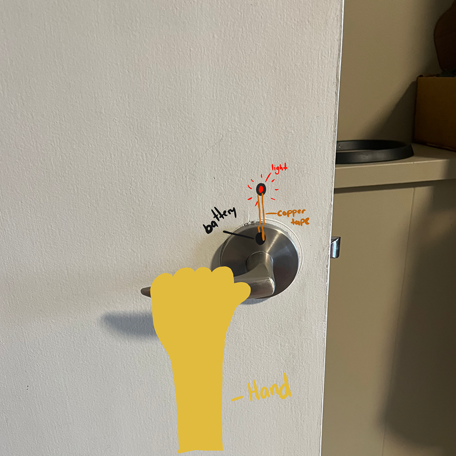 Adding lights to this door that activate when the doorknob is turned