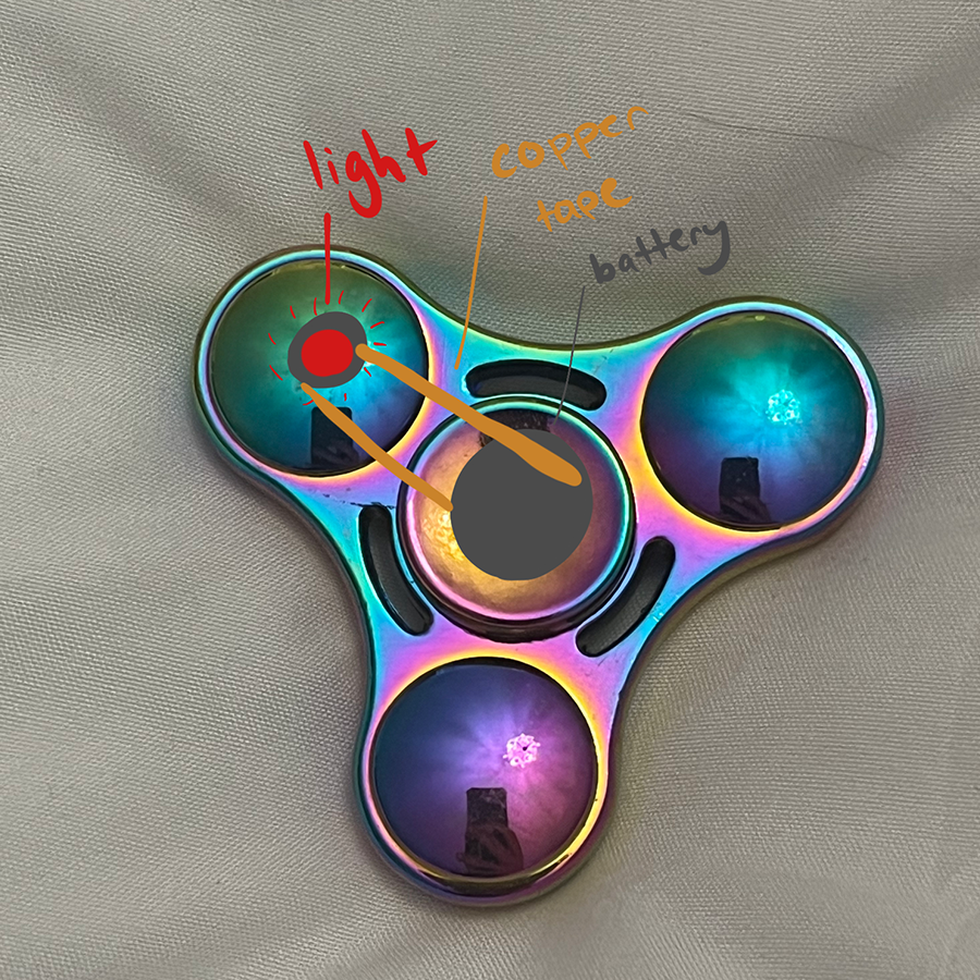 Adding a light onto a fidget spinner to make it more interactive