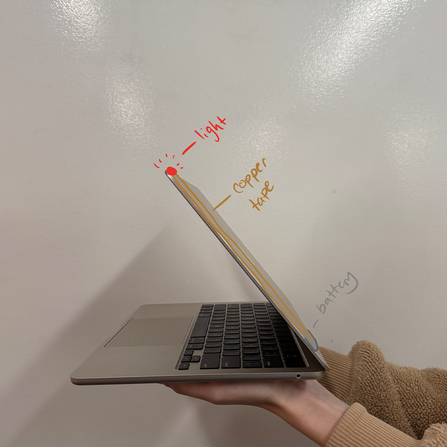 Adding a light onto a laptop that lights up when it's open