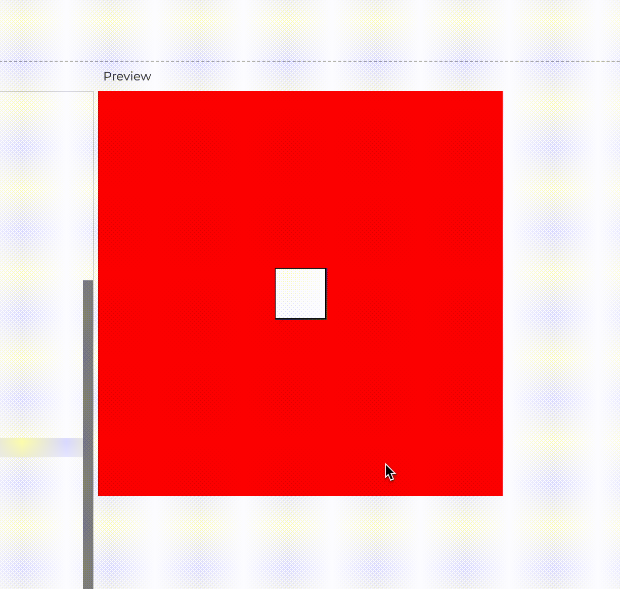 A square that grows/shrinks when the mouse is held/released respectively.