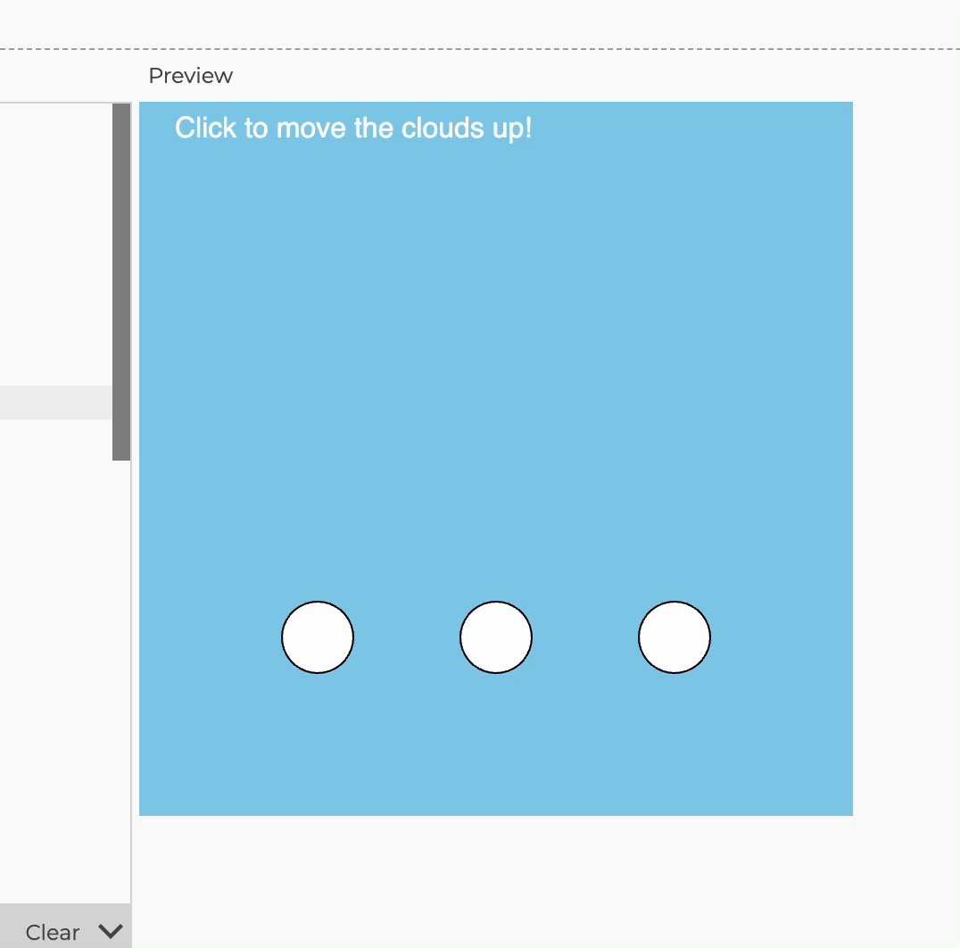 Clicking the screen moves the clouds up.