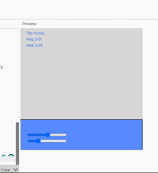 One slider changes the frequency of the sound and the other slider changes the height of the rectangle.
