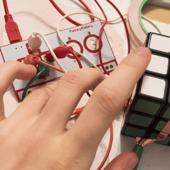 I added copper tape to another side so when it is touched, it moves the P5 cube in a direction similar to that.